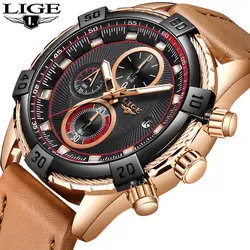 LIGE Gift мужские s часы лучший бренд класса люкс мужские повседневные кожаные водонепроницаемые хронограф часы Мужские Спортивные кварцевые