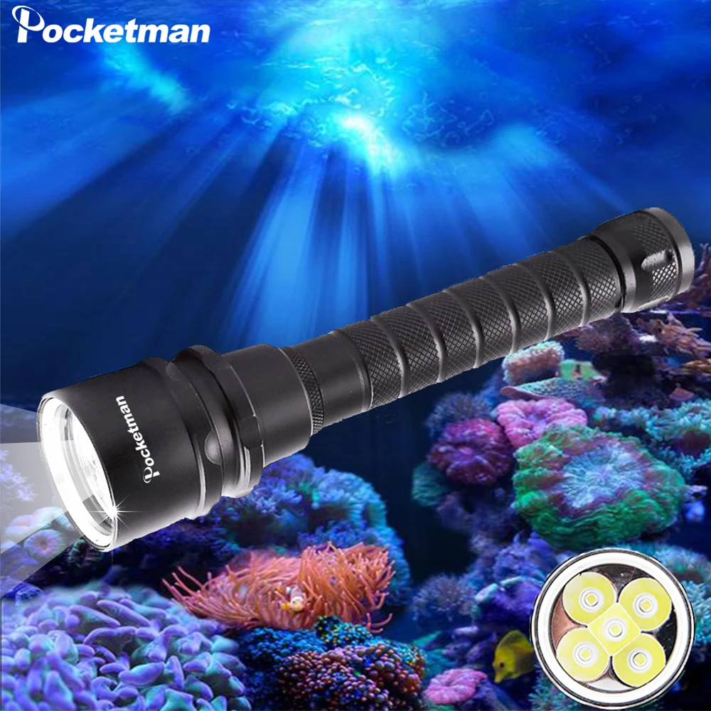 

22000lums LED Diving Flashlight LED Torch 5*T6 Scuba Dive Torch UnderWater 220m Depth Waterproof Led Flashlights Lantern light