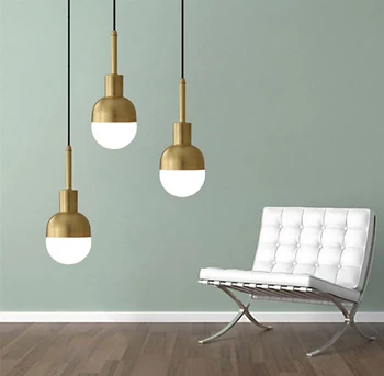 

LED Copper Creative Lights Bar coffee shop Simple Spotlight Scandinavian Creative Personality Black Bedroom Small Candelier