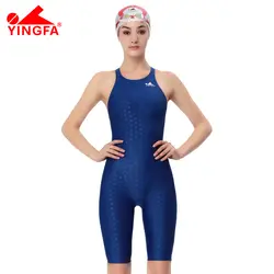 Yingfa FINA утверждение Профессиональный для плавания женские сапоги до колена купальник спортивные соревнования Tight всего тела ванный