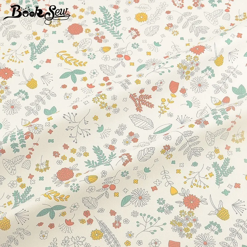Booksew печатные цветы хлопок саржевая ткань домашняя Ткань DIY платье простыня Лоскутная диванная подушка для детей ручной работы