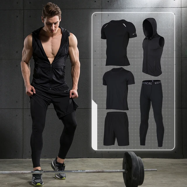 2018 Quick Dry Sports Suits Men Running Sets Compression Basketball Tights Clothes Gym Fitness Jogging Suits Sport Running Suits