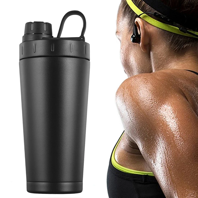

Protein Shaker cup stainless steel water bottle Outdoor Gym Training drink powder milk mixer travel Portable water bottles 500ml