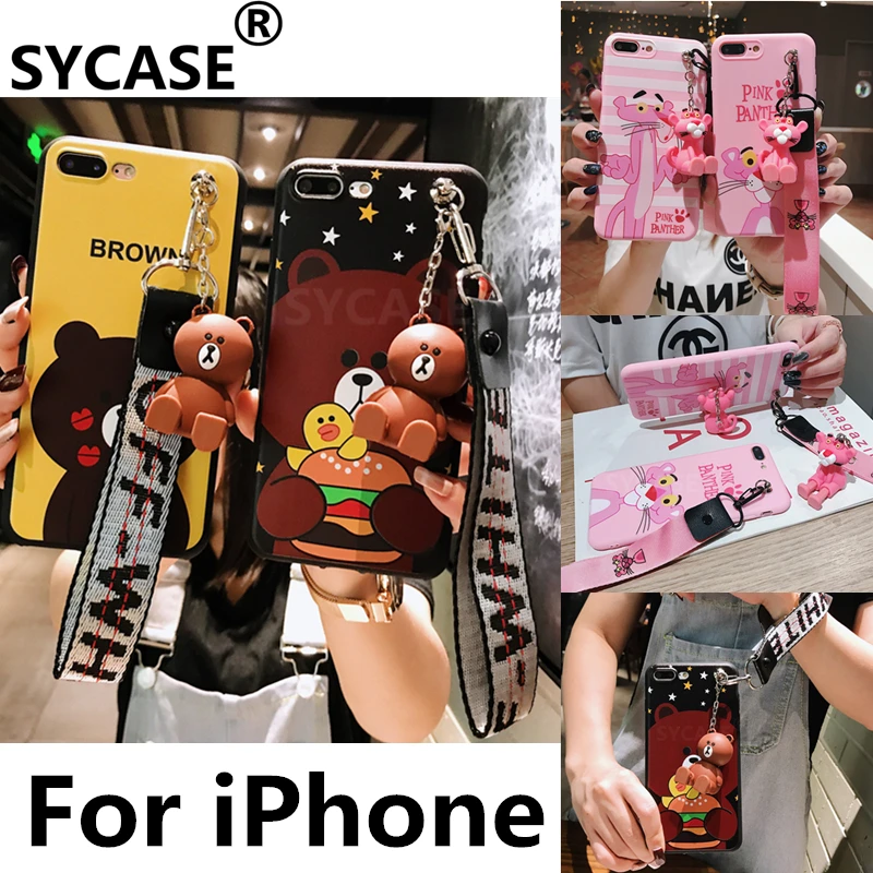 SYCASE Новый Розовая пантера Бурый Медведь Мягкий чехол для iPhone X XR Xs Max 6 S плюс 7 8