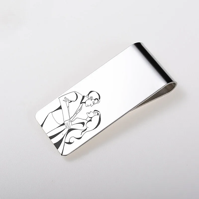 QOONG Edelstahl Anpassbare Geld Clip Bargeld Clamp Halter Tragbare Geld Clip Geldbörse für Tasche Metall Geld Halter