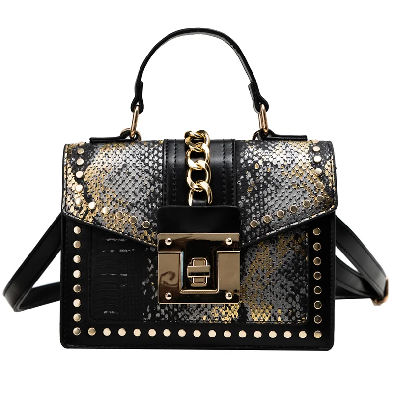 Брендовая дизайнерская маленькая сумка со змеиным принтом, женская модная сумка из кожи питона, новинка, качественная кожаная сумка через плечо