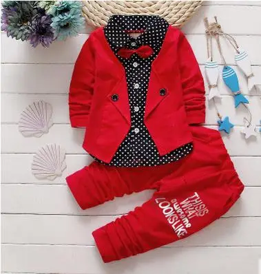 Г., ограниченная серия, комплект одежды для маленьких мальчиков с человеком-пауком, праздничная одежда комплект из 2 предметов, новейший стиль, детские блузки и топы Костюм Джентльмена для детей от 1 года до 4 лет - Цвет: Красный