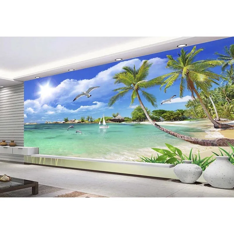 3D Custom Wallpaper Non-woven Fabric Waterproof Summer Style Hawaii DIY Wall Papers For Walls Living Room Printed Mural Good #91 |