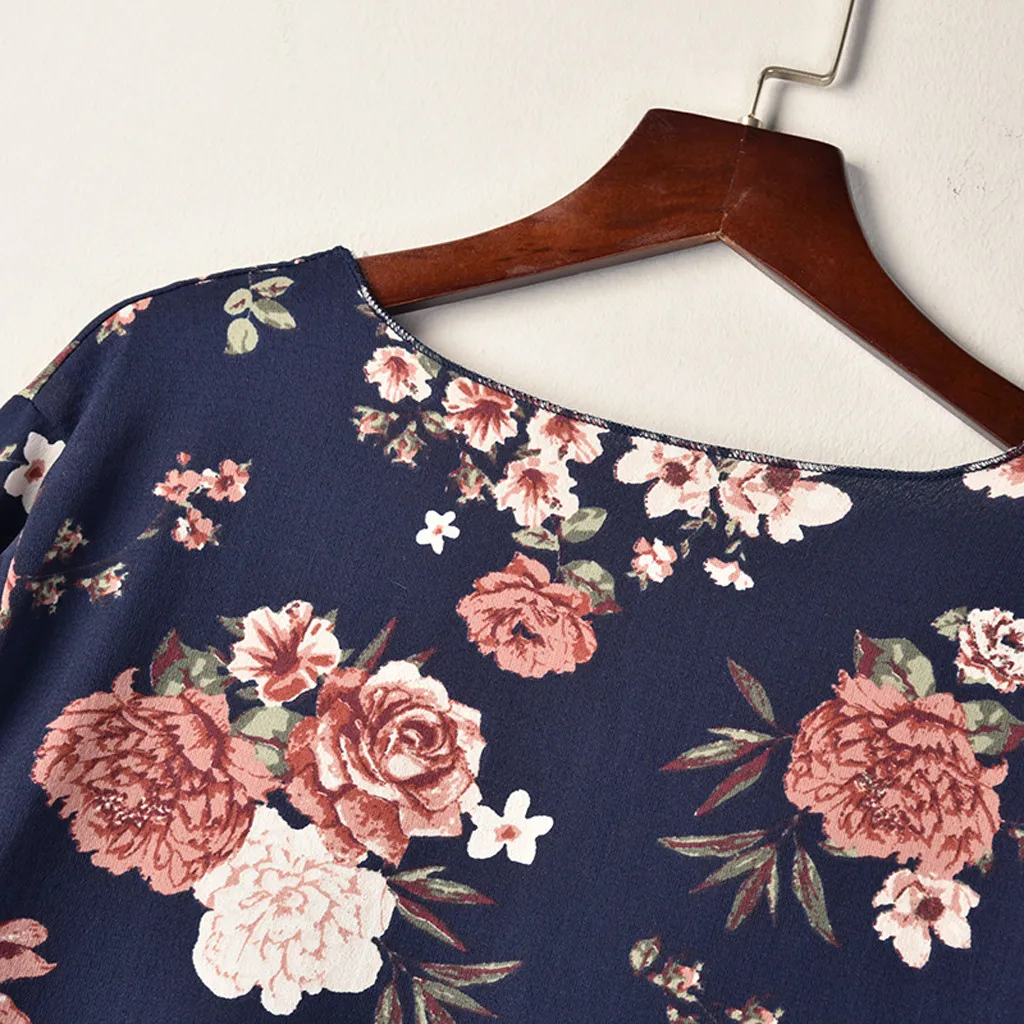 Women Chiffon Kimono Spring Floral Printing Long Blouse Irregularity Tops Bikini Swimwear Beach Smock Blusas Mujer 2019 #10T