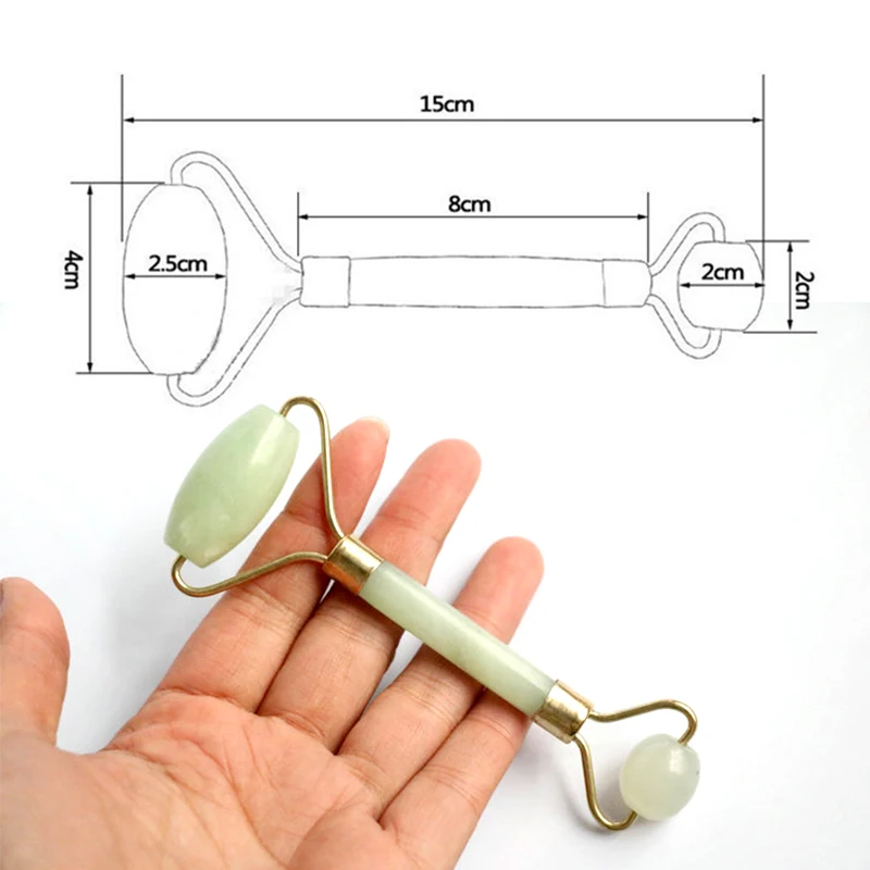 Двусторонний нефритовый роликовый массажер для лица, для похудения, тела, глаз, шеи, лица, против морщин, здоровье, красота, массажный инструмент