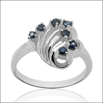 

2017 Qi Xuan_Dark Blue Stone Elegant And Generous Ring_S925 Solid Silver Fashion Dark Blue Rings_Manufacturer Directly Sales