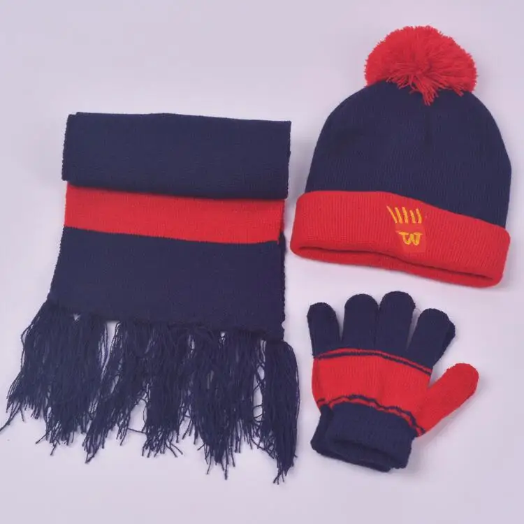 Зимний комплект из 3 предметов для детей 2-9 лет, шапка, шарф и перчатки, 6 цветов, зимняя теплая шапка для мальчиков и девочек