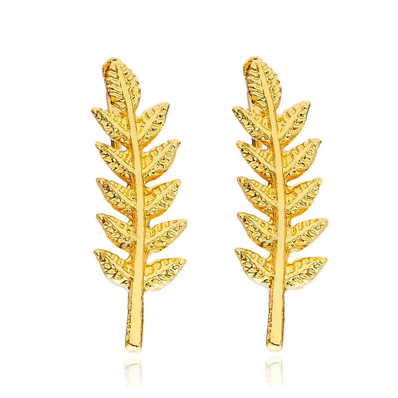 

Ear Studs Women 1 Pair Leaf Pattern Fashion Womens Accessories Foreign Trade Hot New Style Leaves Clip-on Ear Cuff-Plated Silver