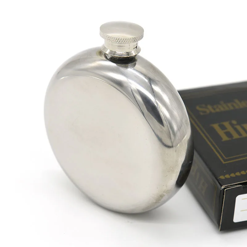 

5 oz mirror smooth hip flask men's portable stainless steel hip flask outdoor portable round hip flask