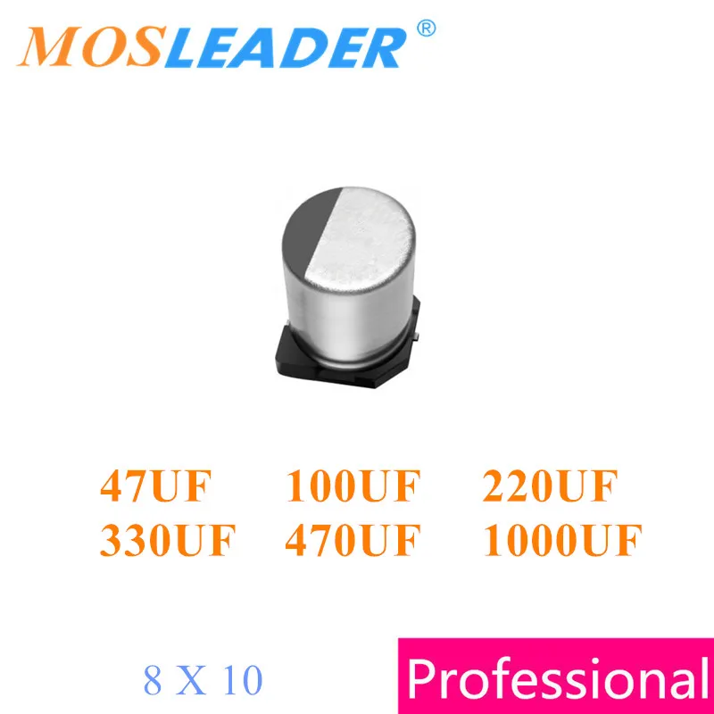 Mosleader 500 шт. 8X10 47 мкФ 50V 100 63V 220 uF 25V 35V 330 16V 470 10V 1000 6 3 V 8*10 SMD алюминий Китай|Запасные
