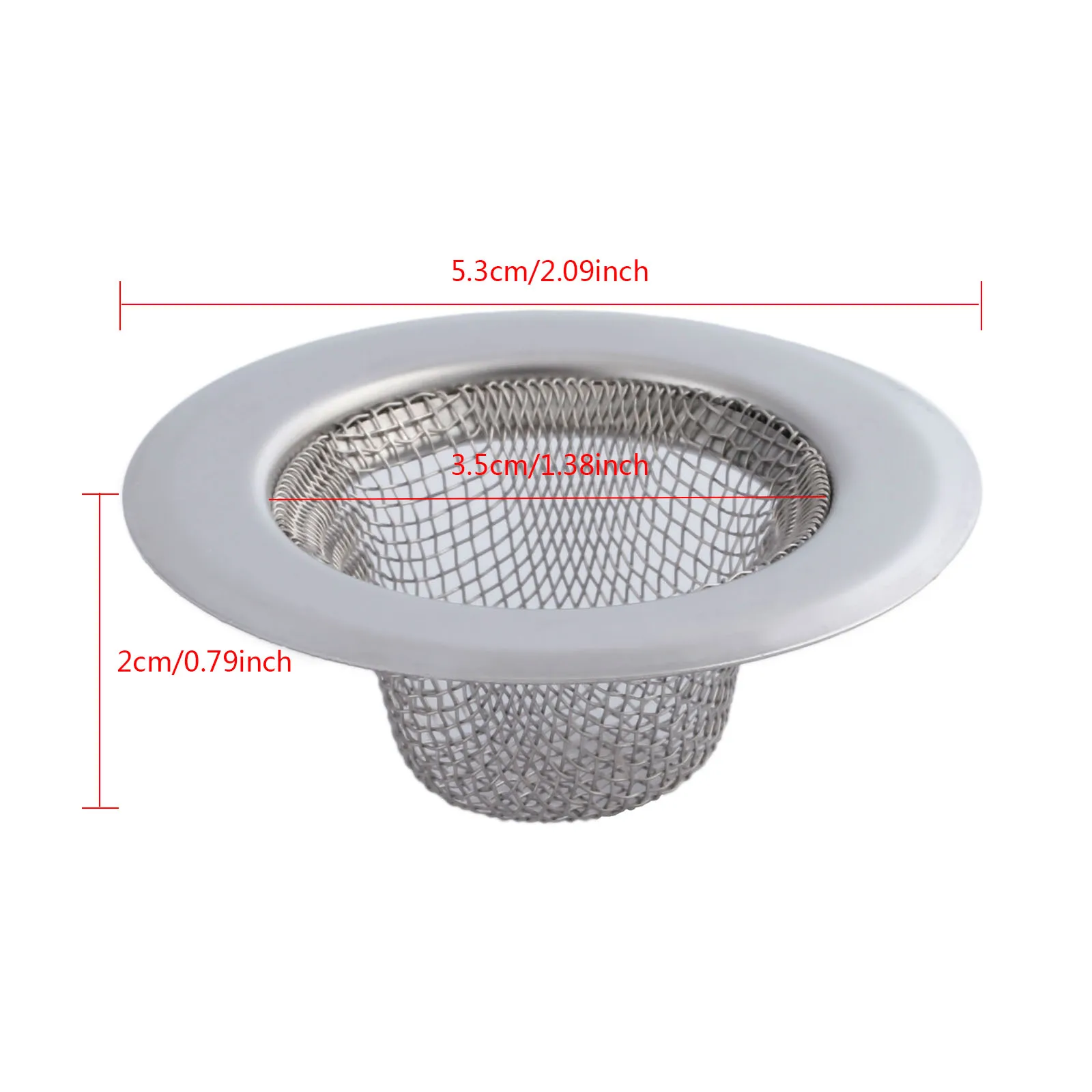 1Pc Kitchen Sink Strainer 5.3CM Stainless Steel Sink Drain Cover Drainer Basin Filter Mesh Sink Strainer for Bathroom Shower