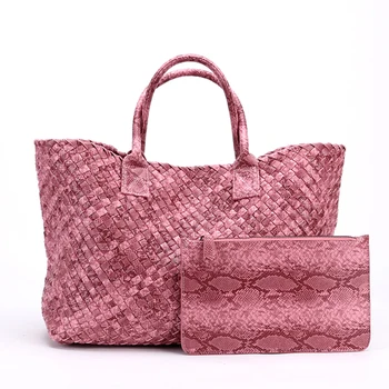 

Serpentine basket handbag 2018 autumn and winter new European and American fashion star retro Joker knit handbags