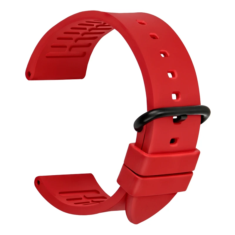 MAIKES Premium Orange Sport Rubber Watch Strap with Black Buckle