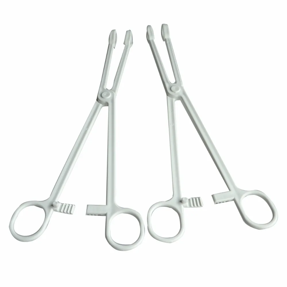 1Pcs Dental Disposable Plastic Hemostatic Forceps White Color Dentistry Equipment White Scissors Curved Tip Length 24cm