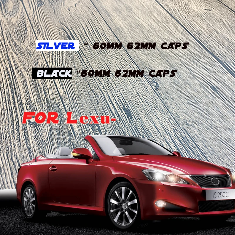 

4Pcs/set 62mm /60mm 2.36" Silver Black car logo Wheel Center Hub Cap Badge emblem covers accessorie for lexus car styling