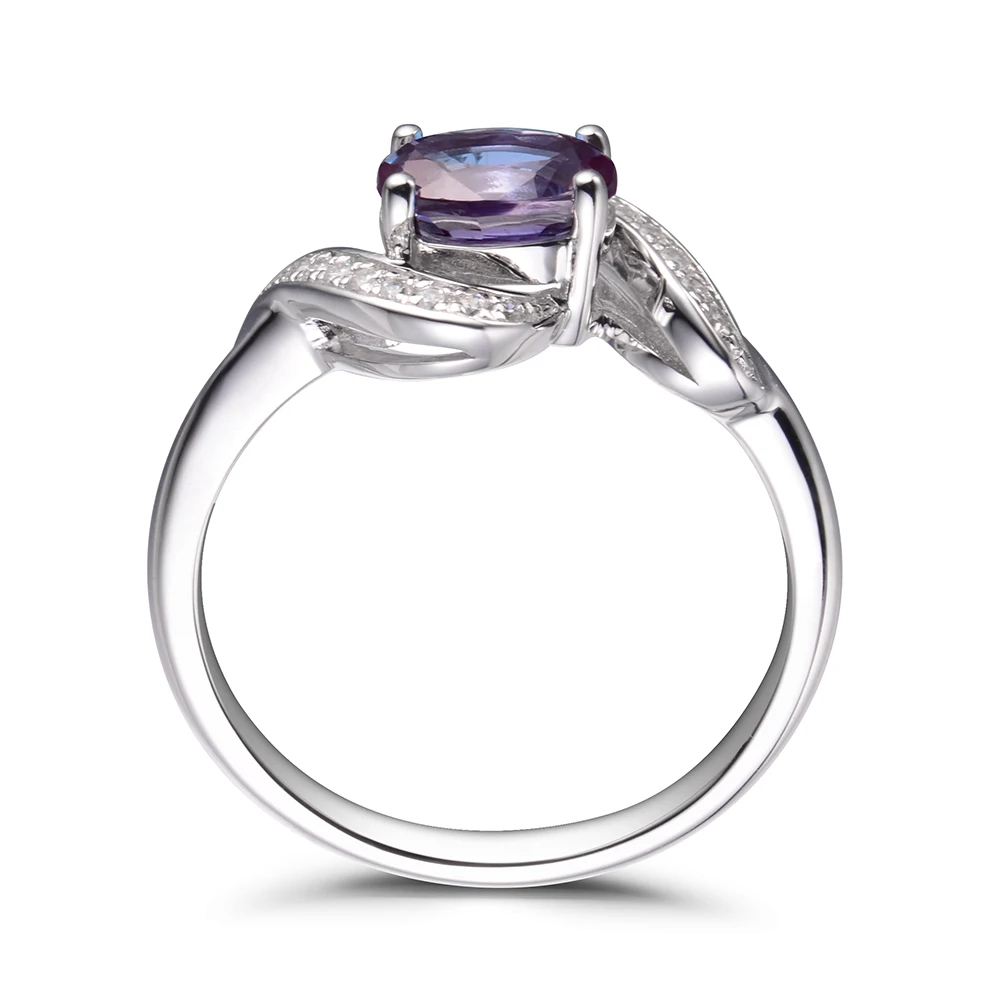 LeiGe Jewelry Unique Cocktail Party Rings Alexandrite Rings June Birthstone Color Changing Gemstone Rings 925 Sterling Silver
