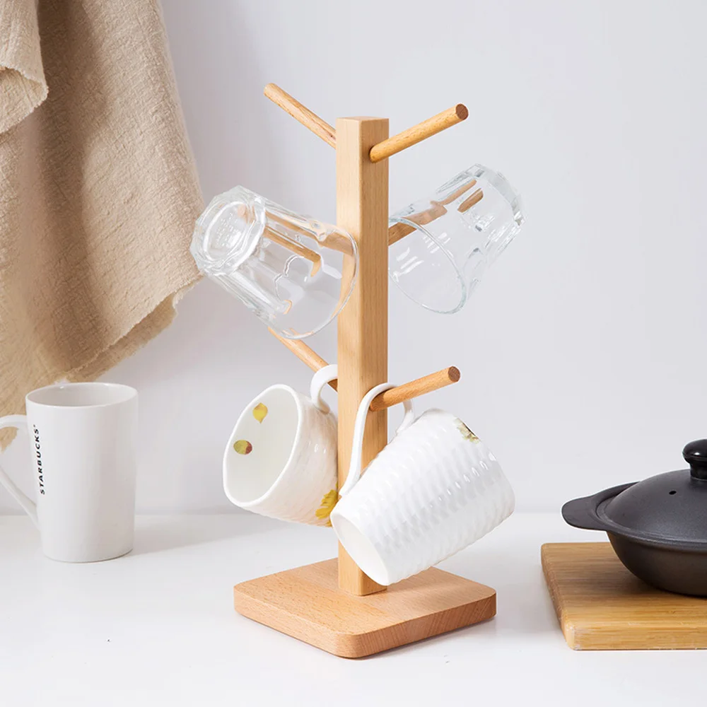 Mug rack wooden tree coffee tea cup holder kitchen living room cup