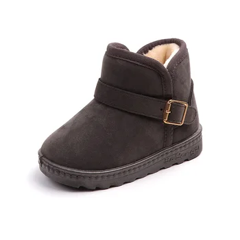 

JGVIKOTO Warm Cotton Girls Boys Snow Boots With Buckle Fashion Classic Kids Boots Children Ankle Boots Thick Cotton Inside 25-36