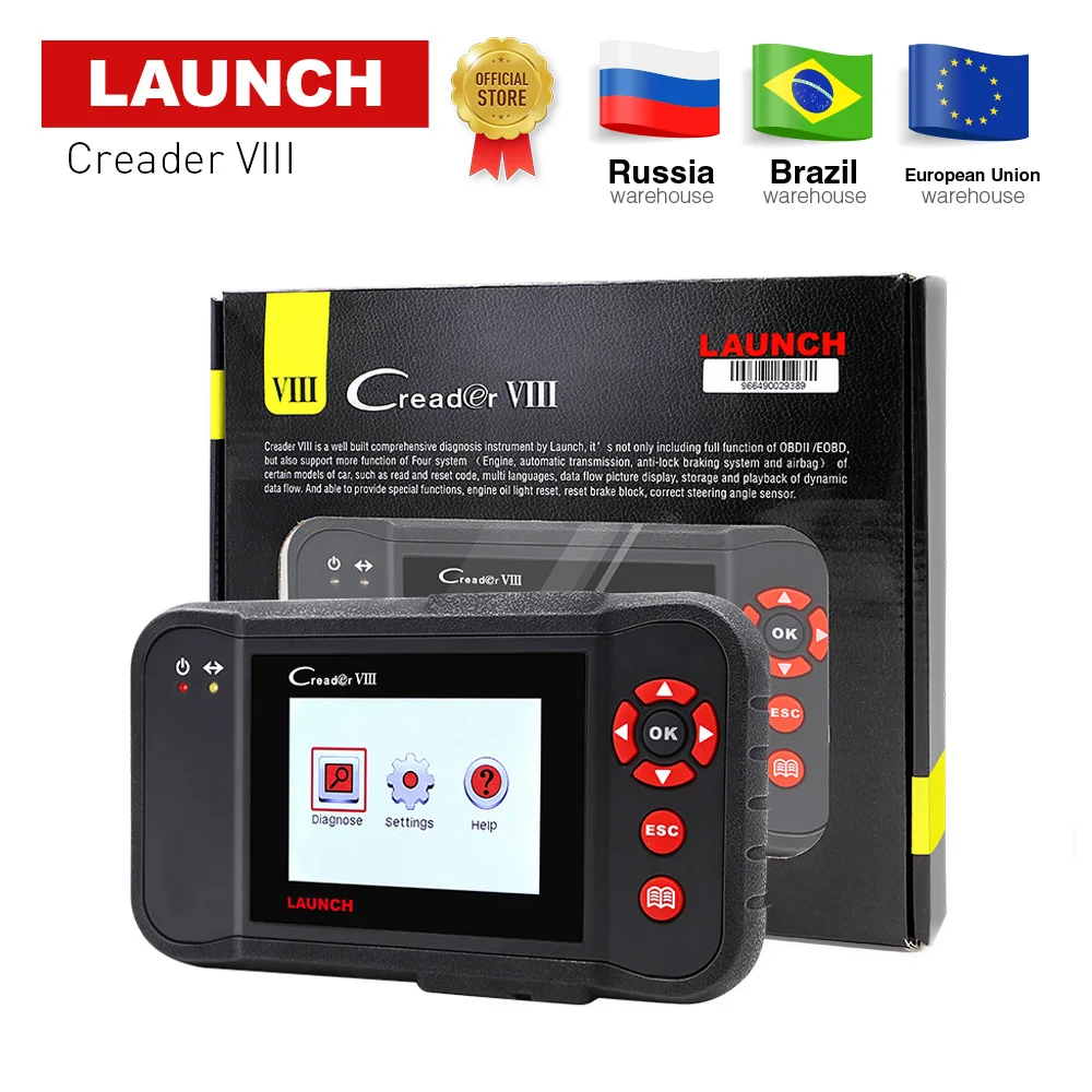 

Original Launch Creader VIII Code Reader Creader 8 ENG/AT/ABS/SRS EPB SAS Oil Service Light resets Diagnostic scanner for cars