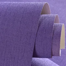 Качественные однотонные Фиолетовые обои в рулоне, простые льняные виниловые обои для ТВ-фона, спальни, однотонные 3d обои, ПВХ обои