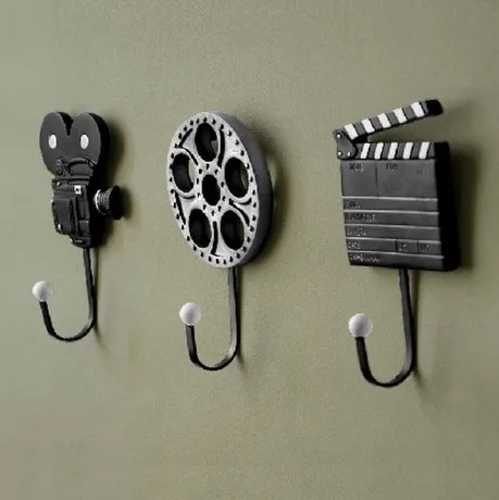 

3PCS/Lot Film Equipment Design Resin Metal Wall Mounted Storage Hooks for Hanging Coats / Key Vintage Clothes Robe Hanger