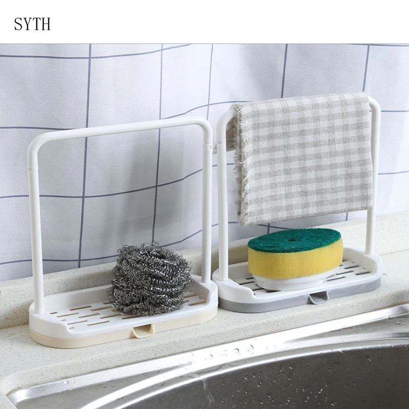 

SYTH Detachable Bar Towel Drying Rack Kitchen Plastic Wash Clothe Holder with Sponge Tray Drain Rack Tool kitchen organizer