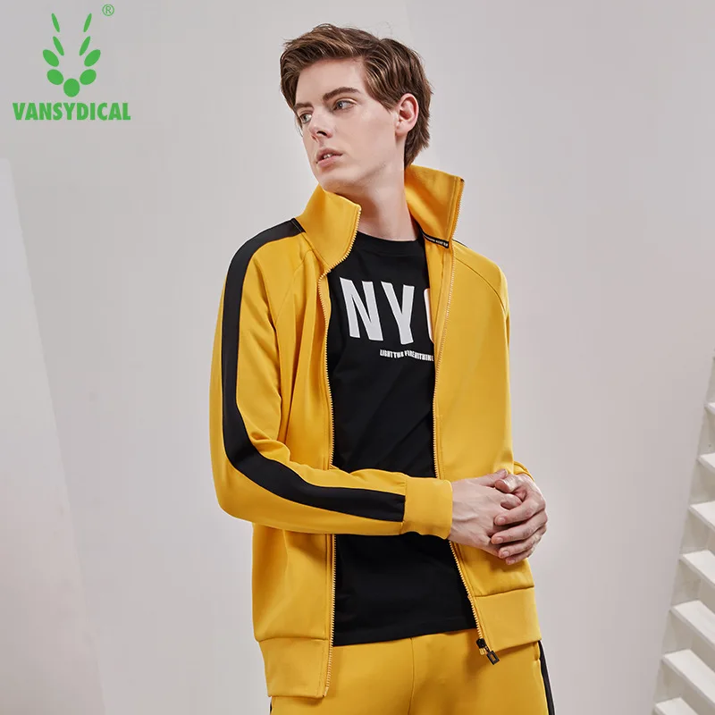 Vansydical спортивные куртки для бега мужская спортивная одежда на молнии с