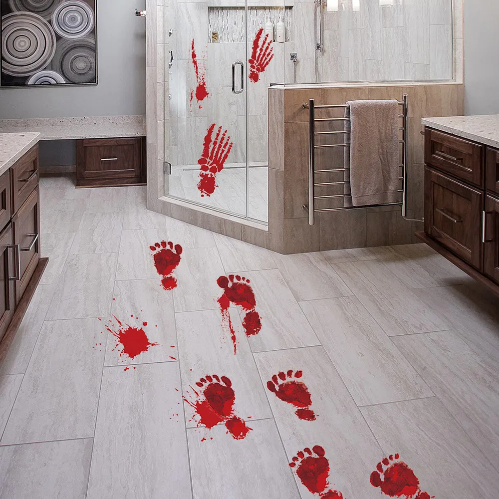 

Bloody Footprints Floor Clings Halloween Vampire Zombie Party Decor Stickers Walking Dead Party Decor Wall Stickers