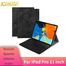 Для iPad Pro 11 Чехол W Беспроводная Bluetooth клавиатура кожаный защитный смарт-чехол для iPad Pro 11 клавиатура русская клавиатура