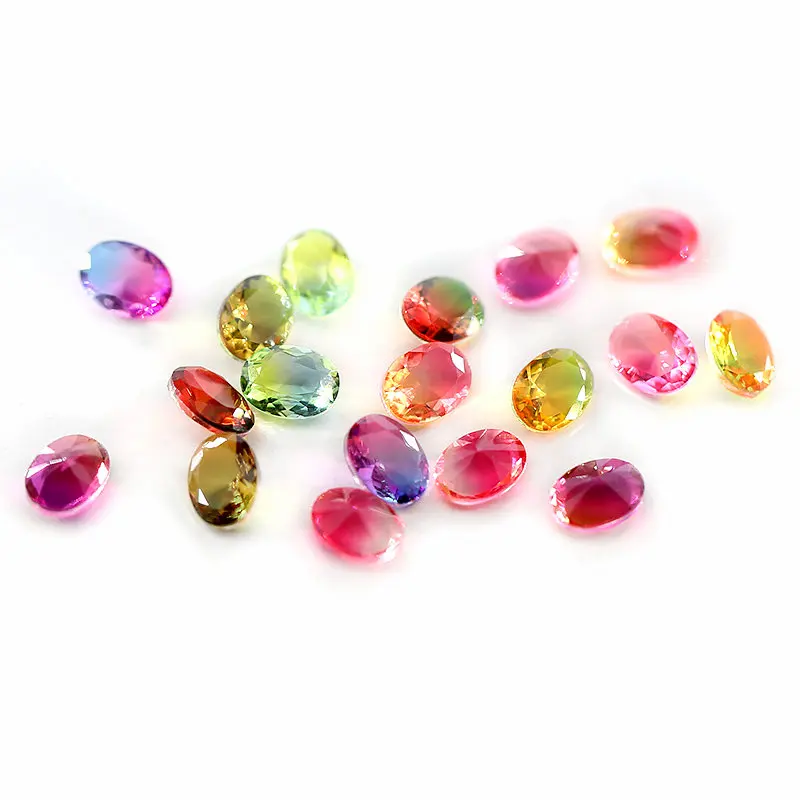 

10PCS Gradient Color Oval shape crystal beads 6x8mm Pointed back Glass Crystal Fancy Stone For brooch making jewelry findings