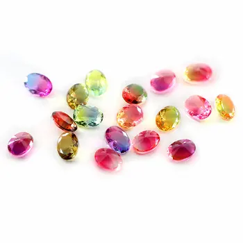

10PCS Gradient Color Oval shape crystal beads 6x8mm Pointed back Glass Crystal Fancy Stone For brooch making jewelry findings