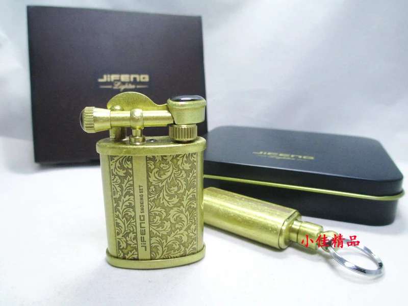 

JIFENG retro metal brass kerosene lighter & oil bottle,Gasoline cigarette lighter gift
