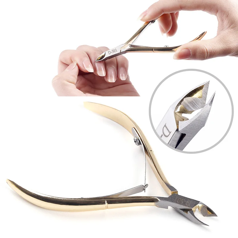 1Pcs Gold Stainless Steel Nail Cuticle Cutter Care Tool Nail Finger