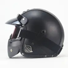 Шлемы из искусственной кожи 3/4 мотоциклетный шлем Чоппер велосипедный шлем с открытым лицом винтажный мотоциклетный шлем с маской
