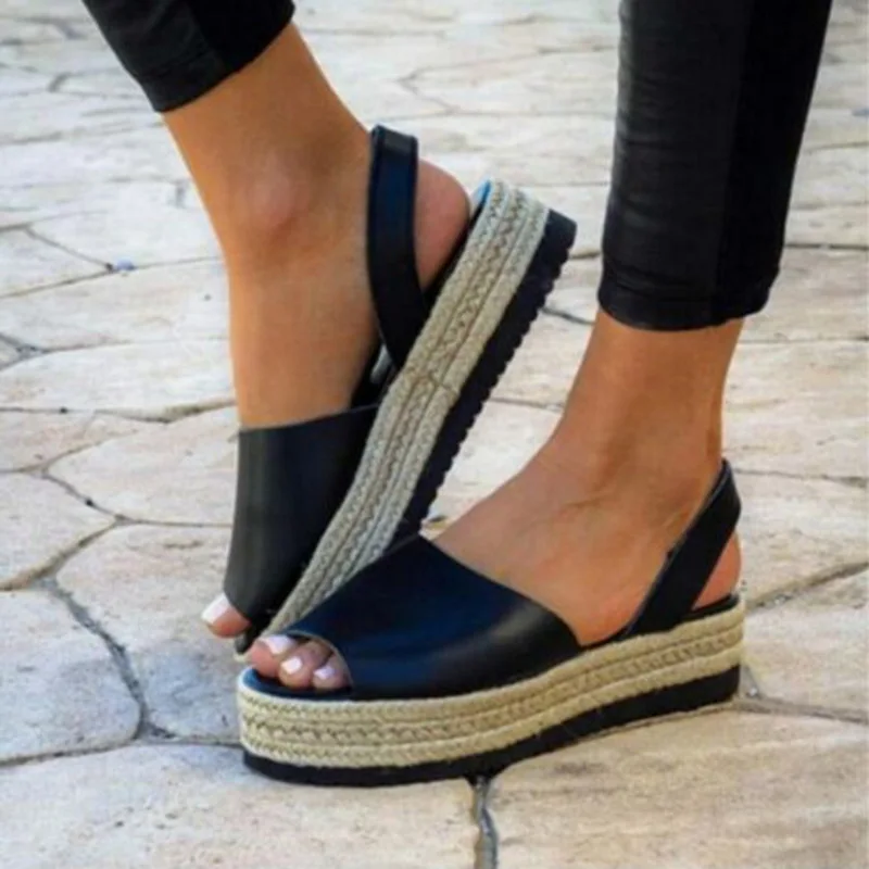 

WENYUJH 2019 Ladies Women's platform sandals Peep Toe Woven Zipper Flat Thick-Bottom Sandals Roman Shoes Sandalias Mujer