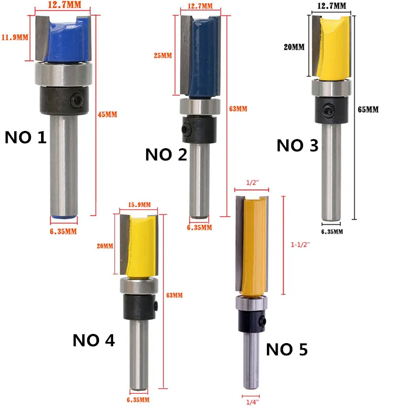 1pcs 1/4" Shank Flush Trim Router Bit Bearing Woodworking Milling Cutter Tool Blade | Инструменты