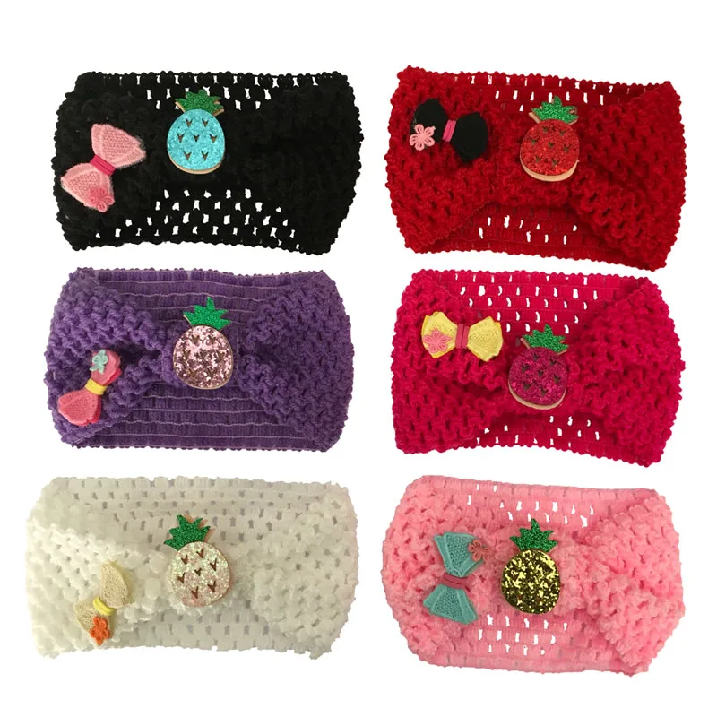 1pc Baby Girl Knitted Crochet Turban Headband with Hair Bows Stretchable Bands Head Wrap  Hair Accessories For Photography baby girl headband newborn photography props flower headbands hair accessories studio photo infant headwear headress