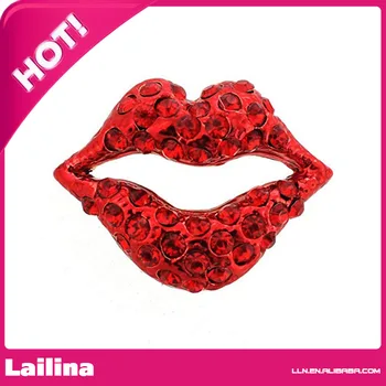 

Red Lips Lapel Pin Rhinestone Brooch Pin