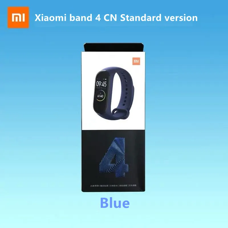 Xiaomi Mi band 4 smart heart rate фитнес-трекер 50 м водонепроницаемый 0,95 дюймовый цветной экран Bluetooth 5,0 - Цвет: CN version Blue