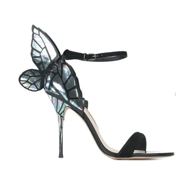 KALMALL/босоножки для коктейльного платья; женские сандалии-гладиаторы на высоком каблуке с крыльями ангела; женские туфли на шпильке с открытым носком; 10 см; 9 см; 8 см - Цвет: 10 cm
