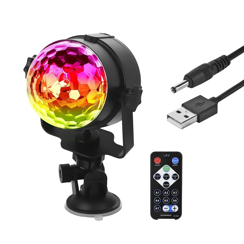 

RGB LED Crystal Magic Rotating Ball Stage Light Sound Activated USB 5V Colorful ktv DJ disco Party Laser Stage Effect Light