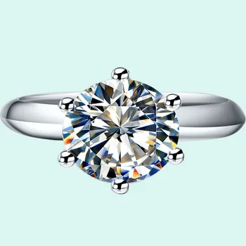 

3Carat Solid Gold 18K Six Prongs Round Wonderful test positive Moissanite Anniversary Ring Promise Jewelry Gift