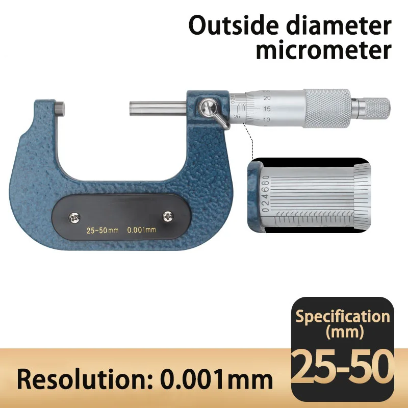 Внешний диаметр микрометра 0-25 50 75 100 мм высокая точность 0,001 спиральный микрометр инструмент суппорт сантиметр - Цвет: 0.001 25-50mm