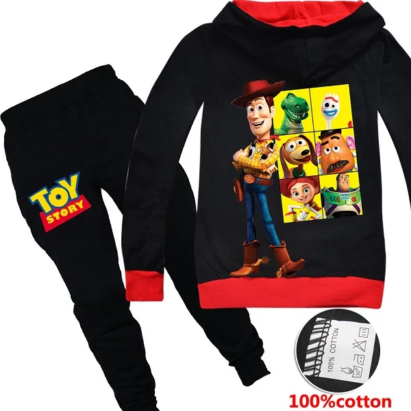 Toy Story 4 Cartoon Cosplay Kids Cotton Clothes Sets Baby Girls Boys Sports Hoodie T-Shirt Pants 2pcs/Sets Casual Tracksuit - Цвет: Hoodie pants 2pcs