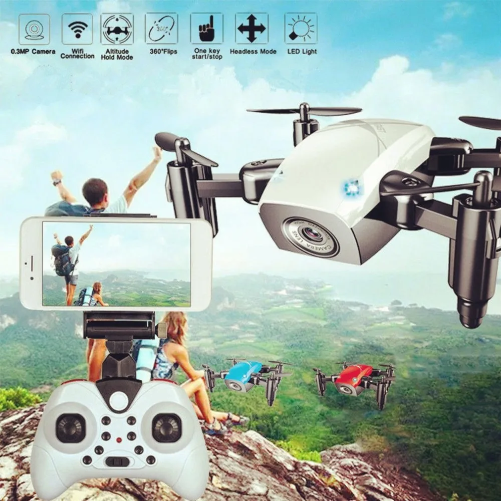 Mini rc drone s9hw com câmera hd,